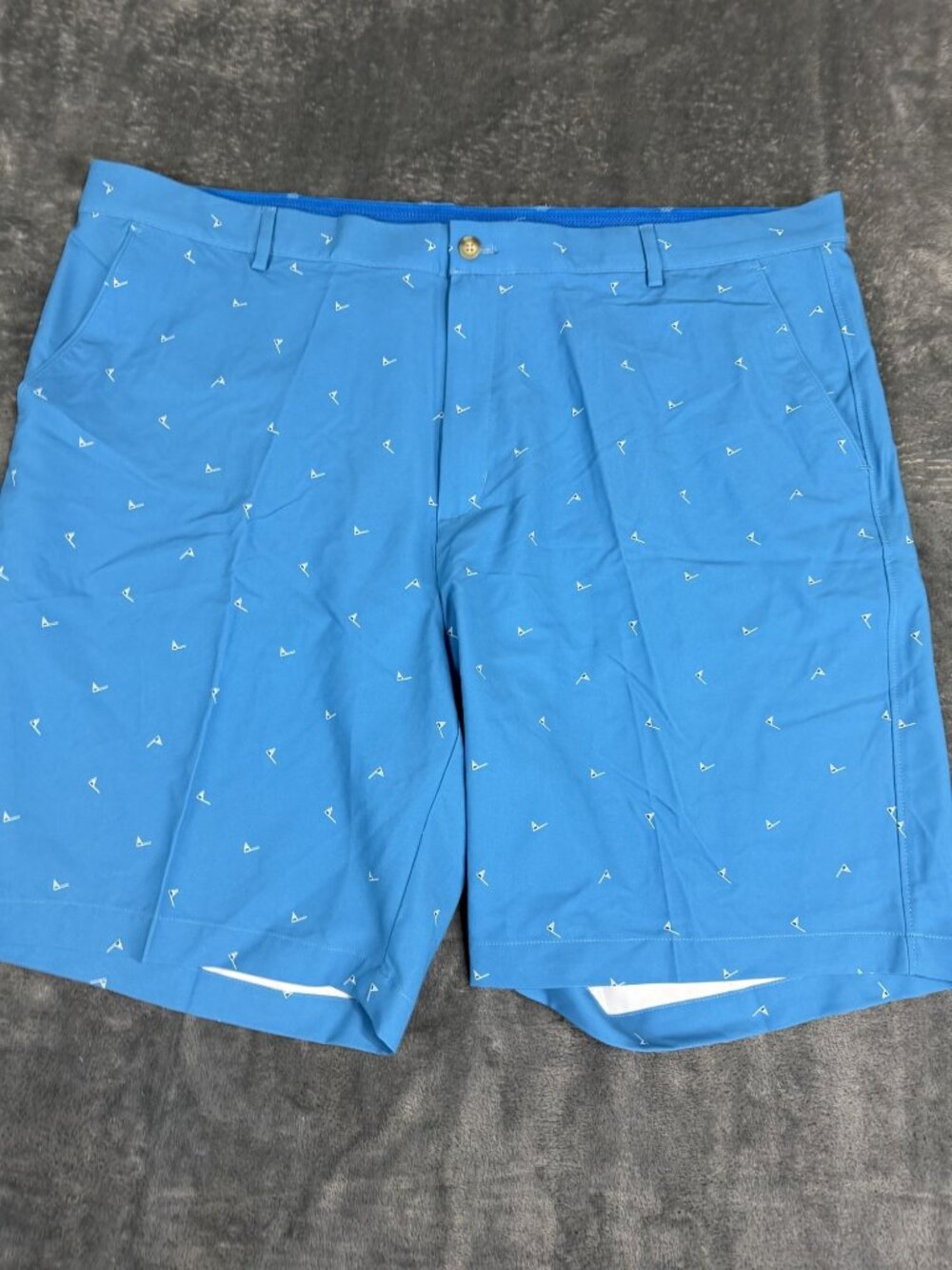 Greg Norman Mens Blue White Flag Print Golf Shorts 46